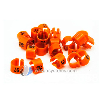 NUMBERED Plastic pigeon rings (clip on type). Bag of 50 rings