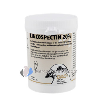 Pigeons Produts and Supplies: DAC Lincospectin 20% 100 gr, (Extra strong treatment against Adenocoli syndrome, intestinal and respiratory infections).