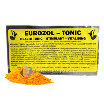Eurozol Tonic, el famoso tónico estimulante para palomas de competición. Fabricado en Bélgica