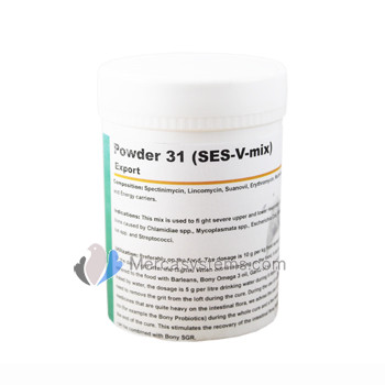 Pigeons Produts and Supplies: Powder 31 (SES-V Mix) 100gr, (against SEVERE respiratory & intestinal infections)